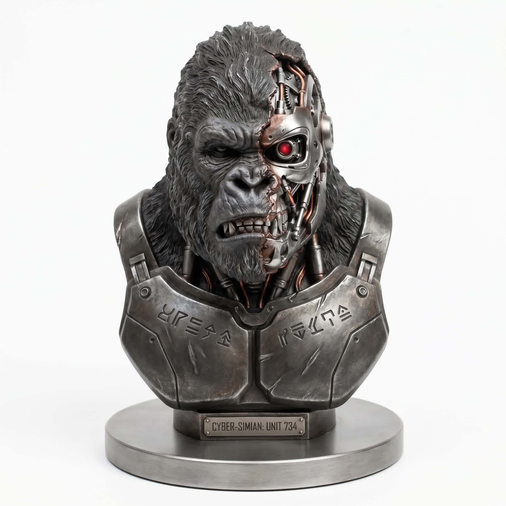 Cybernetic gorilla bust generated with Hunyuan 3D AI