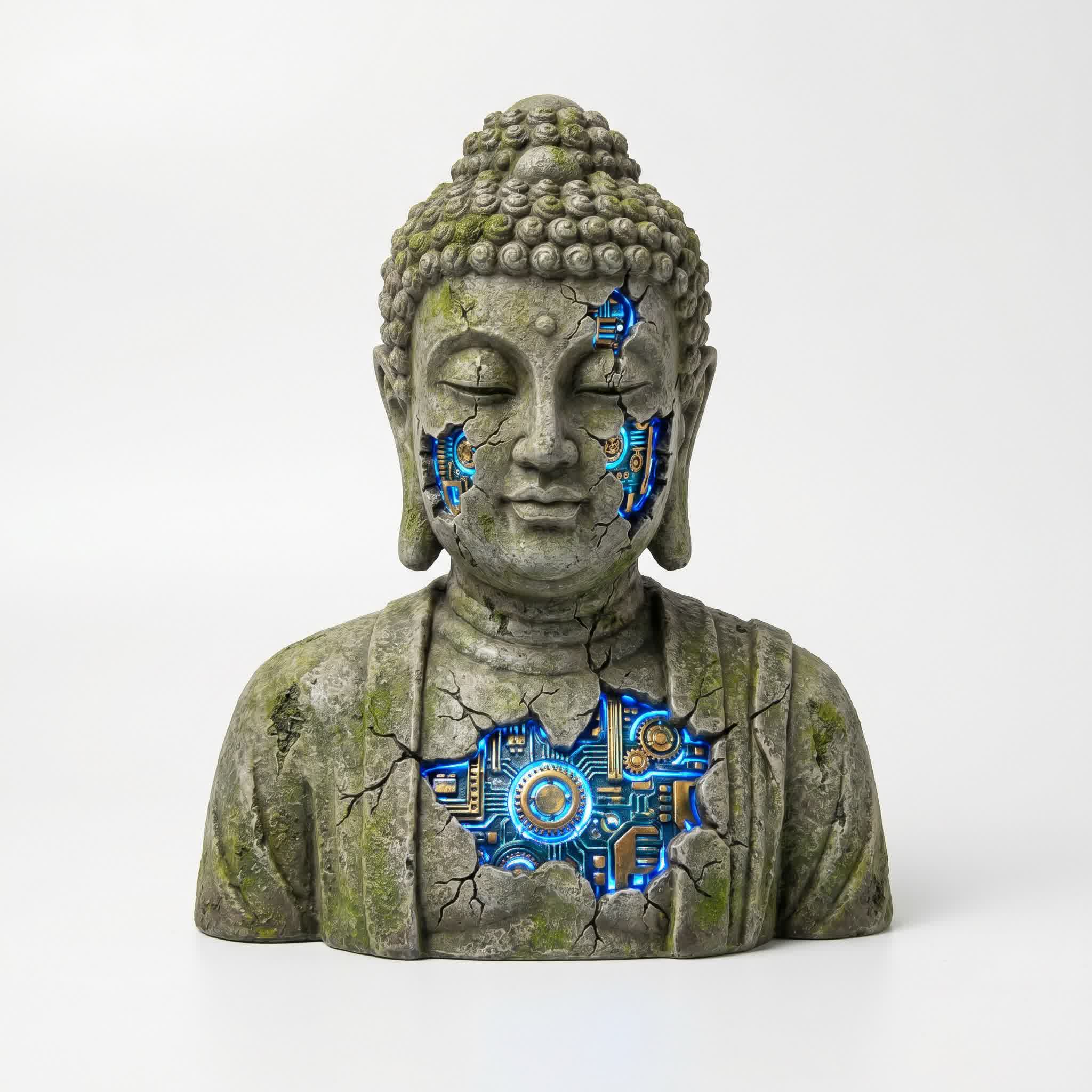 Peaceful Buddha bust — the future of AI-generated 3D art